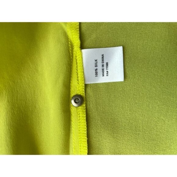 Broadway & Broome Silk Bright Chartreuse Sleeveless Blouse XS - Picture 4 of 5